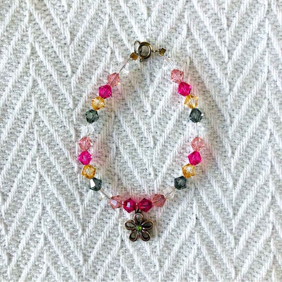 Colorful Spring Swarovski Crystal Flower Bracelet - Picture 1 of 3